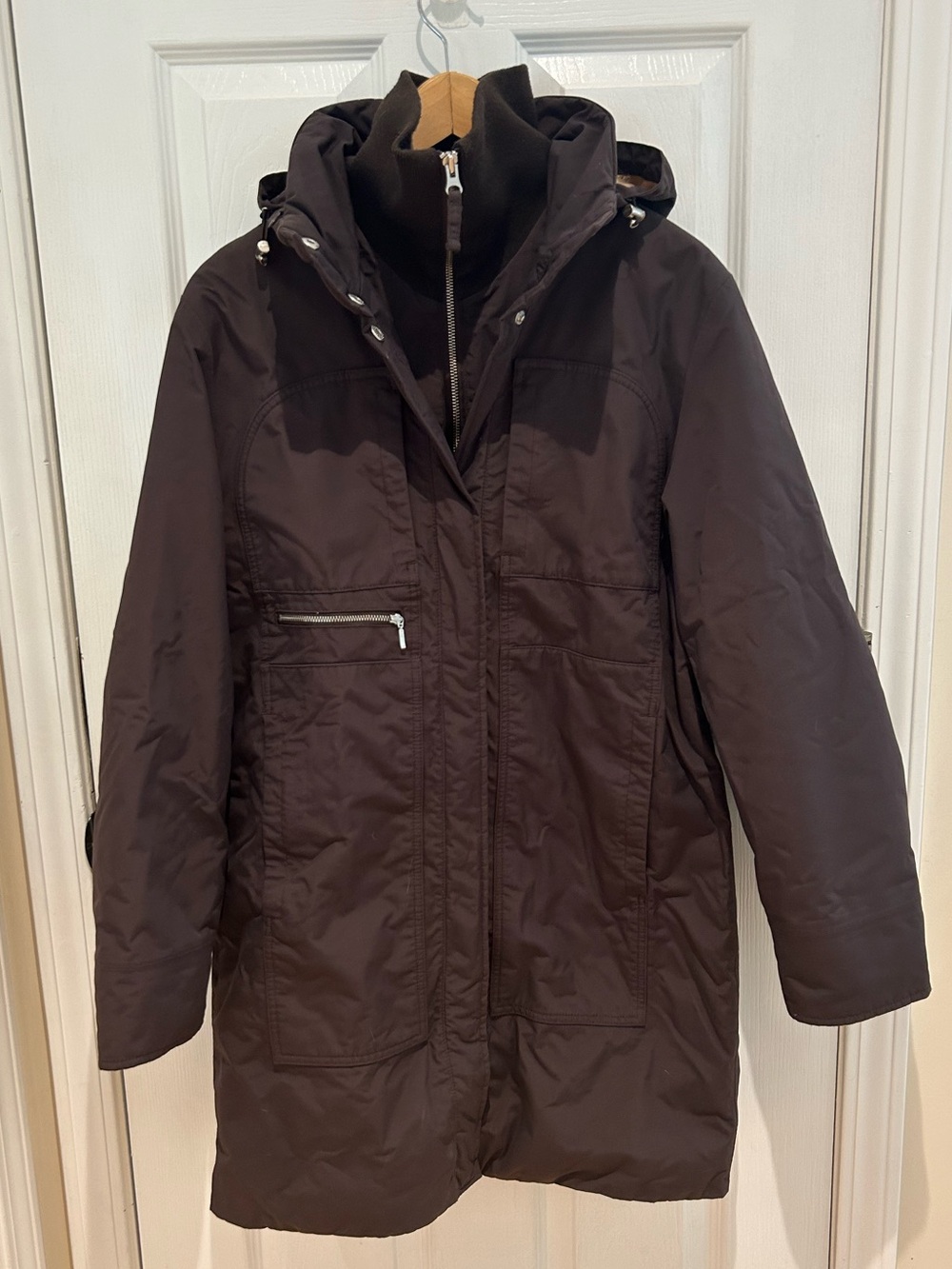 Women's Lands End Quilted Jacket Brown Winter Parka Small